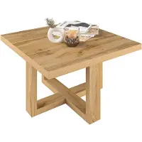 Meublorama Table basse design forme carrée collection COXI coloris chêne.