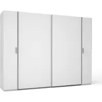 Meublorama Armoire 4 portes STAR – Blanc – Avec penderie intégrée – L264 cm