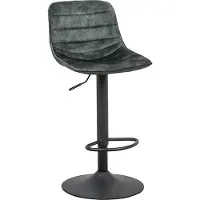 CasaDolce Tabouret de bar TITAN, lot de 2, pivotant et réglable en hauteur, structure métallique noire, rembourré, vert foncé, 44x46x89/110 cm