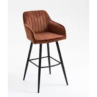CasaDolce Tabouret de bar BODIENO, lot de 2, brun, structure métallique, revêtement par poudre, 54x55x102 cm