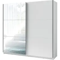 Meublorama Armoire, garde robe 200 cm 2 portes coulissantes avec miroir - blanc - Collection ARSALA
