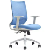 CasaDolce Chaise de bureau MAKAU, réglable en hauteur, pivotante, bleu, blanc, 69x66x105,5/115 cm