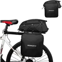 Ele eleoption （20 pouces，Noir）Sacoche de vélo Sacoche de rangement pour vélo Sacoche de selle multifonctionnelle arrière pour vélo avec deux poches latérales Sacoche extensible pour le vélo
