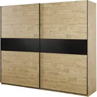 Meublorama Armoire MORGANE 2 portes coulissantes – Chêne doré – 250 cm – Style scandinave robuste