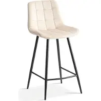 Meublorama Chaise de comptoir JUTE – Velours beige – Style contemporain H95 cm