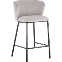 Meublorama Chaise de comptoir ARTHUS – Tissu beige – Design moderne H88,5 cm