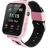 Ele eleoption Smart Watch pour enfants avec lecteur de musique podomètre jeux mathématiques SOS appel caméra alarme enregistreur calculatrice MP3 pour cadeau d'anniversaire enfants garçons filles, rose