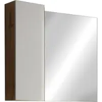 Meublorama Miroir design avec rangement, 78x75 cm, collection BURA, coloris blanc brillant et chêne clair