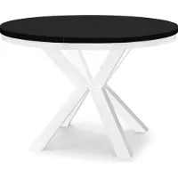 Dekori.Interiors Table ronde à rallonges pour salle à manger RAL avec piétement en anneau, style loft, industriel, diamètre : 100 / 200 cm, couleur : noir / blanc