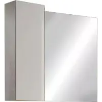 Meublorama Miroir BURA – Design avec rangement, 78x75 cm, coloris blanc brillant et béton