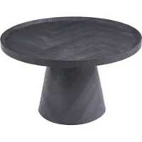 Meublorama Table basse ronde collection CARVELA –Reproduction gris foncé – Bord relevé – D80 x H47 cm