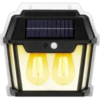 Krumad Lampe solaire d'extérieur 600 lm, lumière blanche chaude, avec détecteur de mouvement et de crépuscule, 3 modes, IP65, PIR 120°/5–8 m – pour le jardin, la terrasse, le mur