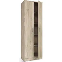 Meublorama Armoire REY – 2 portes – 80×180 cm – Chêne clair – Style scandinave