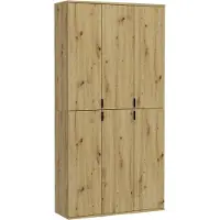 Meublorama Armoire de rangement BODITE – 6 portes – Chêne clair – Style classique et spacieux