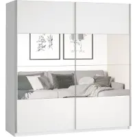 Meublorama Armoire design 220 cm. 2 portes avec miroirs modulables. Couleur blanc mat. Collection EOS