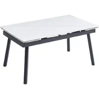 CasaDolce Table de salle à manger extensible COPER 1, blanc brillant, 120/180x85x76 cm, céramique, deux rallonges, pieds en métal, capacité de charge 120 kg