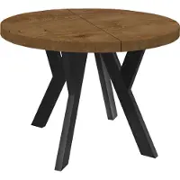 Dekori.Interiors Table à manger ronde extensible noire PERO 110/210 cm pour salle à manger, chêne Lefkas – style loft, scandinave