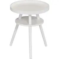 CasaDolce Table basse MAKI, blanc, 40x40x48 cm, avec plateau et rebord de table surélevé