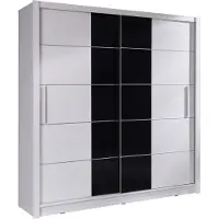 Meublorama Armoire 2 portes coulissantes - blanc et noir - Collection BRESCIA