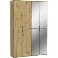 Meublorama Armoire de rangement 8 portes avec 4 miroirs – Chêne clair – BODITE