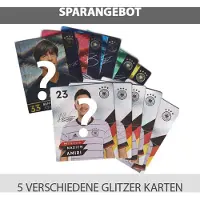 REWE EM 2020 + WM 2018 Cartes à collectionner - 5 cartes GLITZER différentes de chaque côté