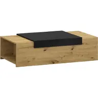 CasaDolce Casa Dolce GORIZIA 3 Table basse, meuble de salon, 110x60x31 cm, noir + chêne, deux étagères
