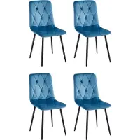 CasaDolce Chaise de salle à manger MELKO, lot de 4, bleu, 43x54x91 cm, rembourrée, coutures décoratives sur le dossier et l'assise, 120 kg. Capacité de charge
