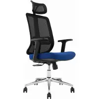 CasaDolce Casa Dolce chaise de bureau AMERA, 61x58x115-131 cm, plastique et filet, réglable en hauteur, noir et bleu, avec accoudoirs