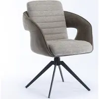 CasaDolce Chaise de salle à manger TOMINO, lot de 2, 61x68x88 cm, rembourrée, grise, pivotant à 180°, pieds en métal