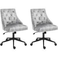 CasaDolce Chaise de bureau PINTA, lot de 2, gris clair, 54x63x87,5-95 cm, pivotante et réglable en hauteur, rembourrée, roues en PU, charge max. 120 kg