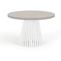 Dekori.Interiors Table de salle à manger ronde pliante, DOVER - style industriel/loft avec pieds à lattes, diamètre : 100 / 150 cm, couleur : cachemire / blanc