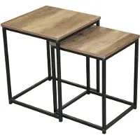 Meublorama Ensemble 2 tables d'appoint gigognes JAYCE – Carrées – Style rustique – 40x40 et 35x35 cm