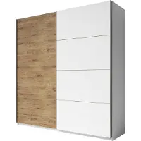 Meublorama Armoire 2 portes coulissantes 200cm couleur chêne et blanc. Collection FLOYD