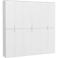 Meublorama Armoire de rangement 12 portes BODITE – Blanc laqué – Design moderne