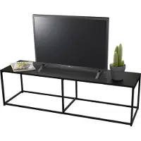 Meublorama Meuble TV style industriel collection SOHO - Coloris noir, dimensions 140x40xH40 cm