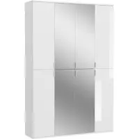 Meublorama Armoire 8 portes BODITE – 4 portes avec miroirs – Blanc laqué