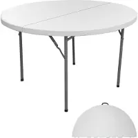 Meublorama Table d'extérieur pliable blanche en PVC – Diamètre 122 cm