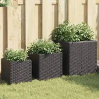 Prolenta Maison Exclusive - Ensemble de 3 pots de fleurs, noir, en polyrotin