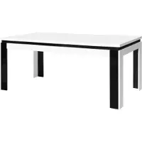 Meublorama Table LINA 180 cm coloris blanc et noir brillant – 180 x 78 x 90 cm