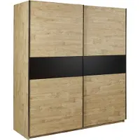 Meublorama Armoire MORGANE 2 portes coulissantes – Chêne doré – 200 cm – Design robuste et scandinave