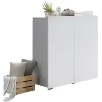 Meublorama Rangement double portes TINY – 100x120 cm – Coloris blanc – Design moderne