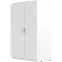 Meublorama Armoire d'angle 2 portes FLEX – Blanc brillant – Design moderne gain de place