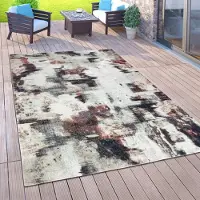 Paco Home Tapis d'extérieur Balcon Terrasse Tapis de cuisine vintage Motifs orientaux Losanges Ethnique Taille 200 cm Rond