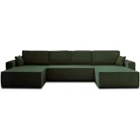 Best Mobilier Dellia - canapé panoramique en U - 7 places - convertible - avec coffre - en velours côtelé , Vert