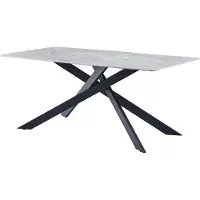 CasaDolce Table de salle à manger MARTELA 1.6, gris, 160x90x75 cm, plateau de table en grès cérame, motif marbre, pieds en métal