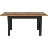 Meublorama Table extensible 8 personnes pour salle à manger Collection DARWIN. Plateau effet épicéa. Pieds noirs