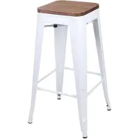 Meublorama Lot de 4 tabourets de bar style vintage en métal, coloris blanc mat – Collection LIVE