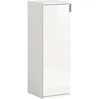 Meublorama Meuble de rangement BODITE – 1 porte – Blanc laqué – Compact et moderne