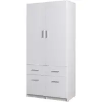 Meublorama Armoire FLEX – Blanc brillant – 92×198×54 cm – Design moderne