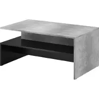 Meublorama Table basse design RAMOS – Gris effet béton et noir – Plateau avec rangement – 100 x 60 cm